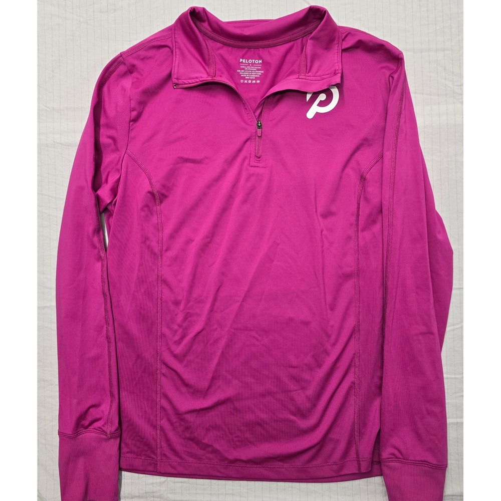 Peloton Womens Large Magenta Pink Quarter Zip Long Sleeve Athletic Pullover Top